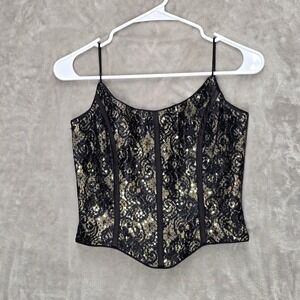 Jessica McClintock Gunne Sax 5 Vintage Corset Bustier Spaghetti Strap Y2K Glam